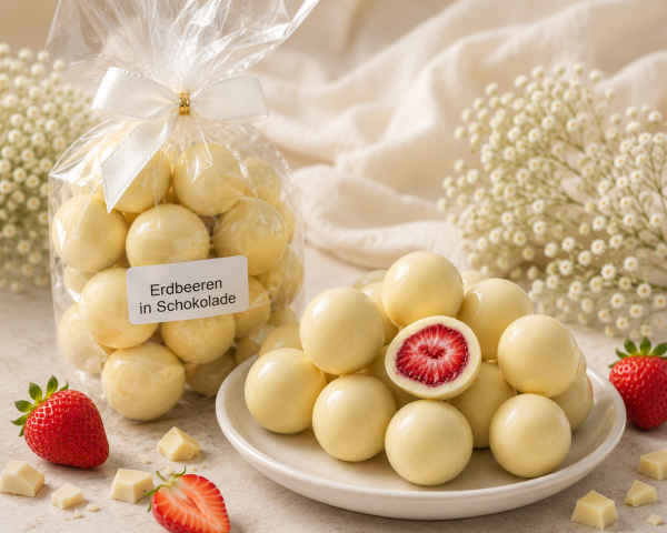 Erdbeeren in weißer Schokolade