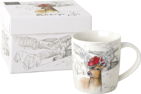 Porzellanbecher BLACK FOREST DEER in Geschenkbox